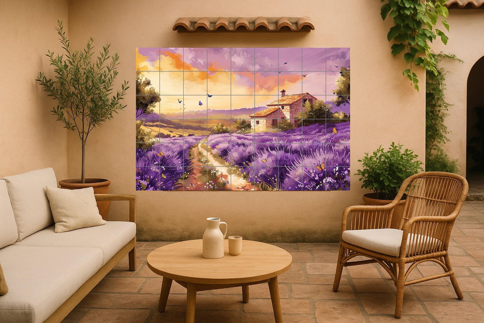 "Sunset Lavender — Garden & Scenery Décor · Ceramic Tile Mural