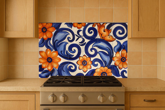 Floral Mediterranean · Ceramic Wall Mural — Botanical Landscape