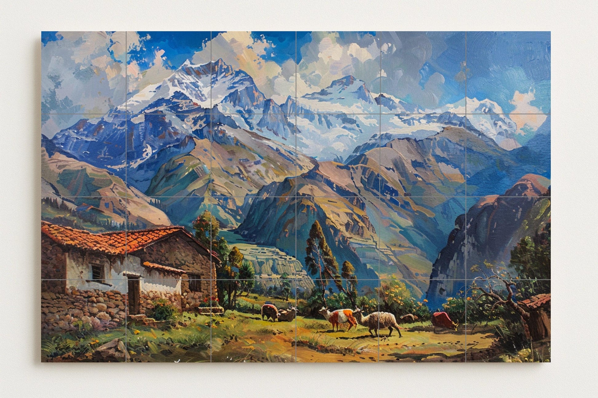 Ceramic Tile Mural: Valley andino — Rustic Farmhouse Art