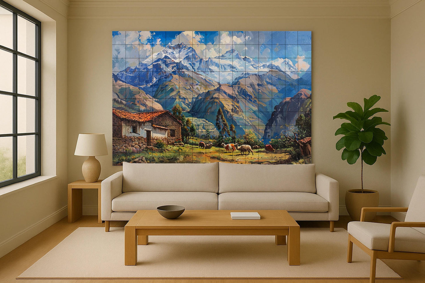 Ceramic Tile Mural: Valley andino — Rustic Farmhouse Art