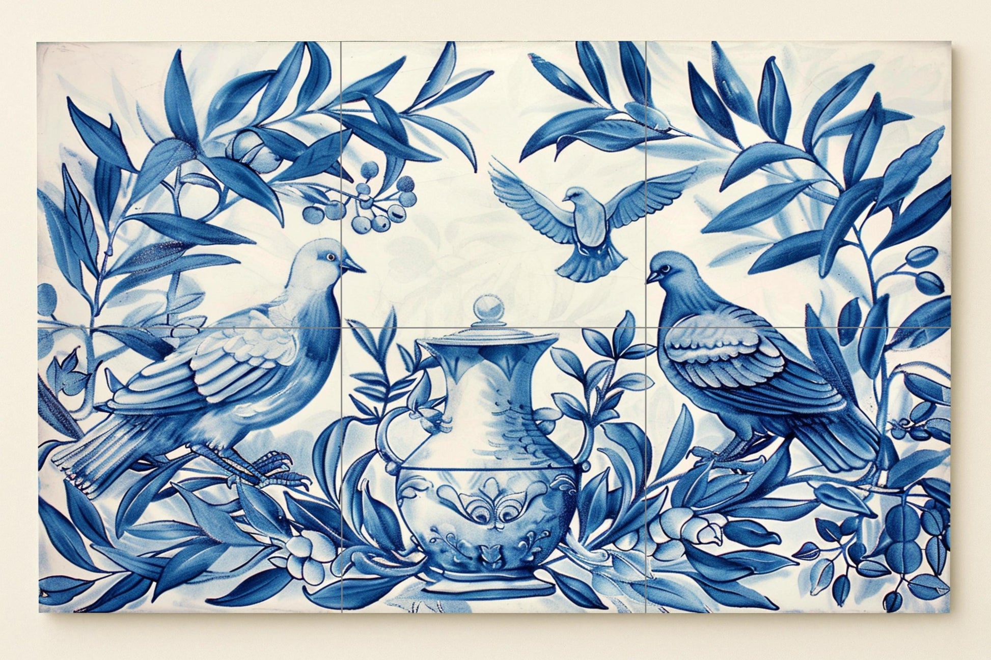 Fliesenbild Taube Blau — Natur-Wandkunst