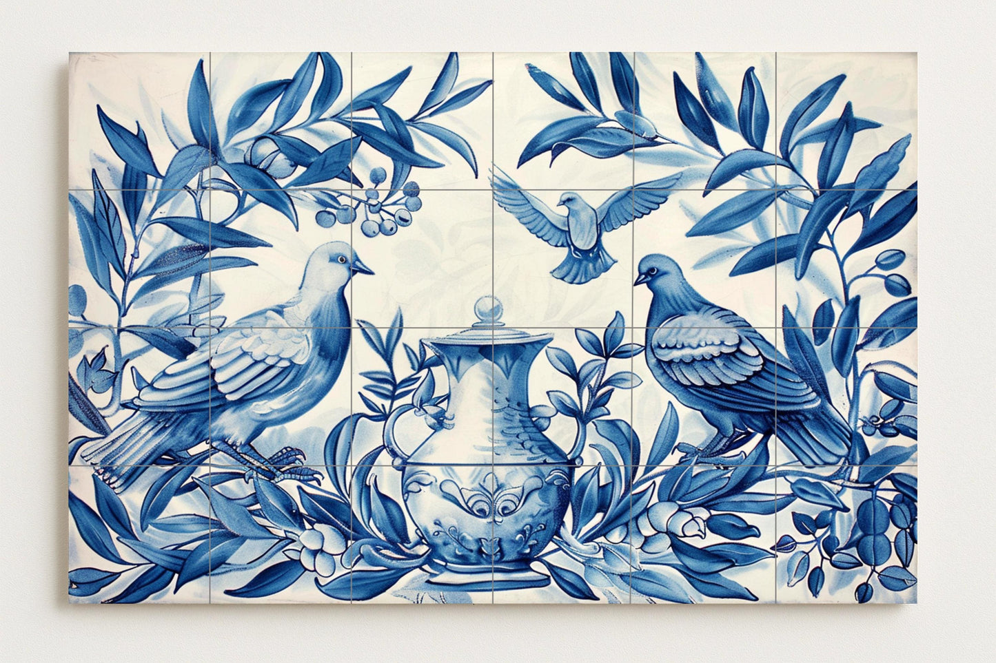 Fliesenbild Taube Blau — Natur-Wandkunst