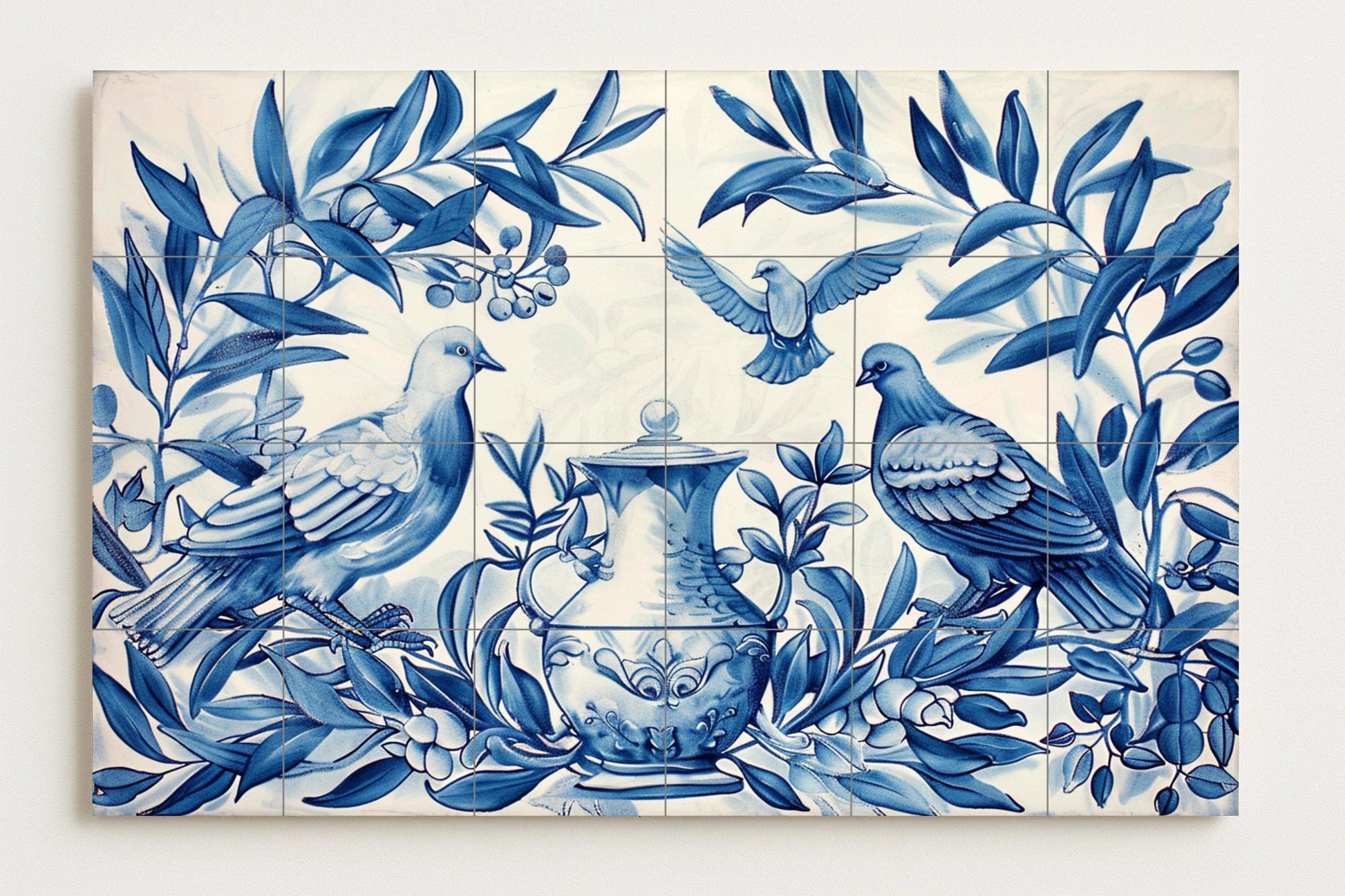 Fliesenbild Taube Blau — Natur-Wandkunst