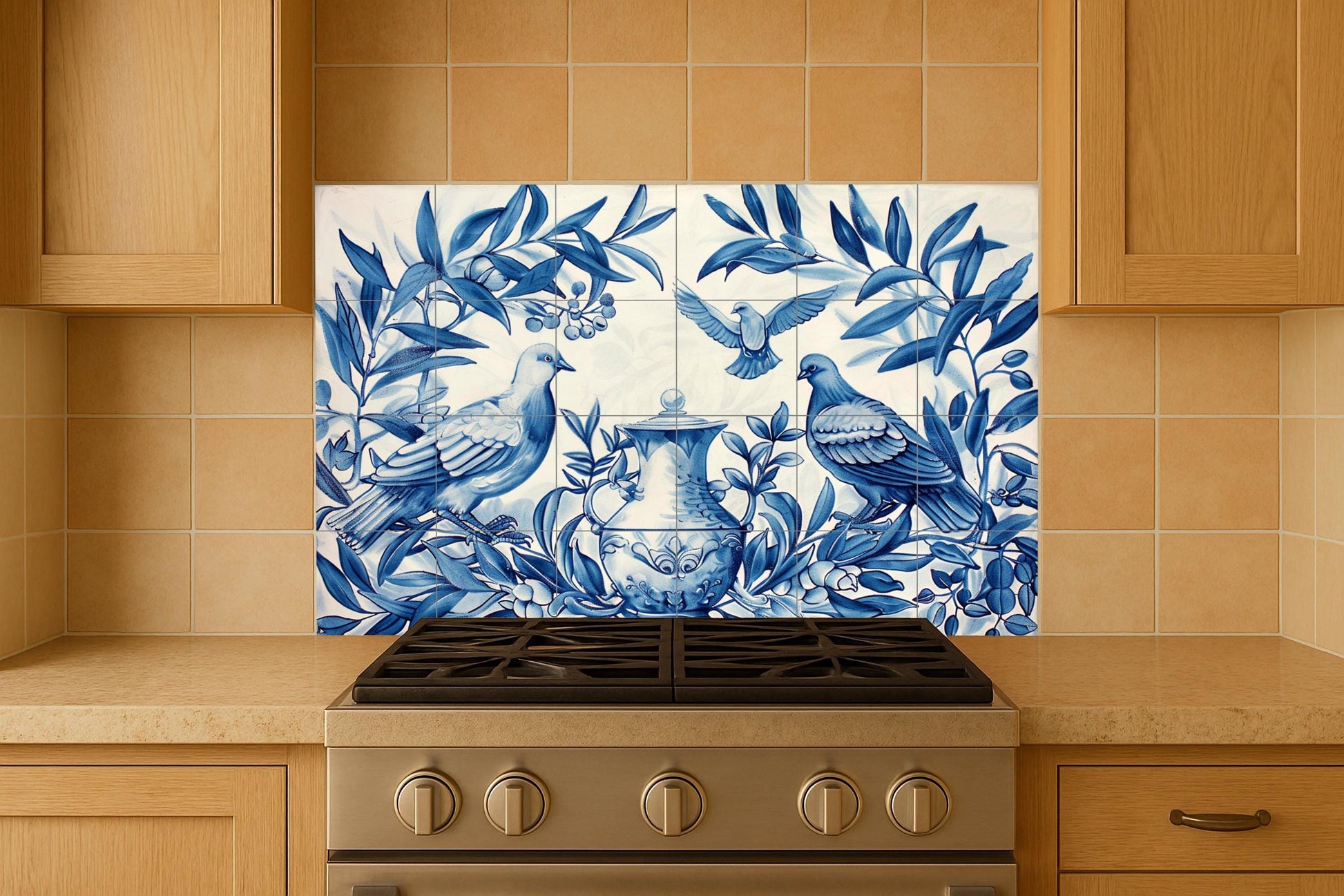 Fliesenbild Taube Blau — Natur-Wandkunst