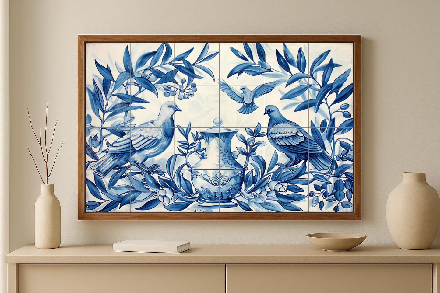 Fliesenbild Taube Blau — Natur-Wandkunst