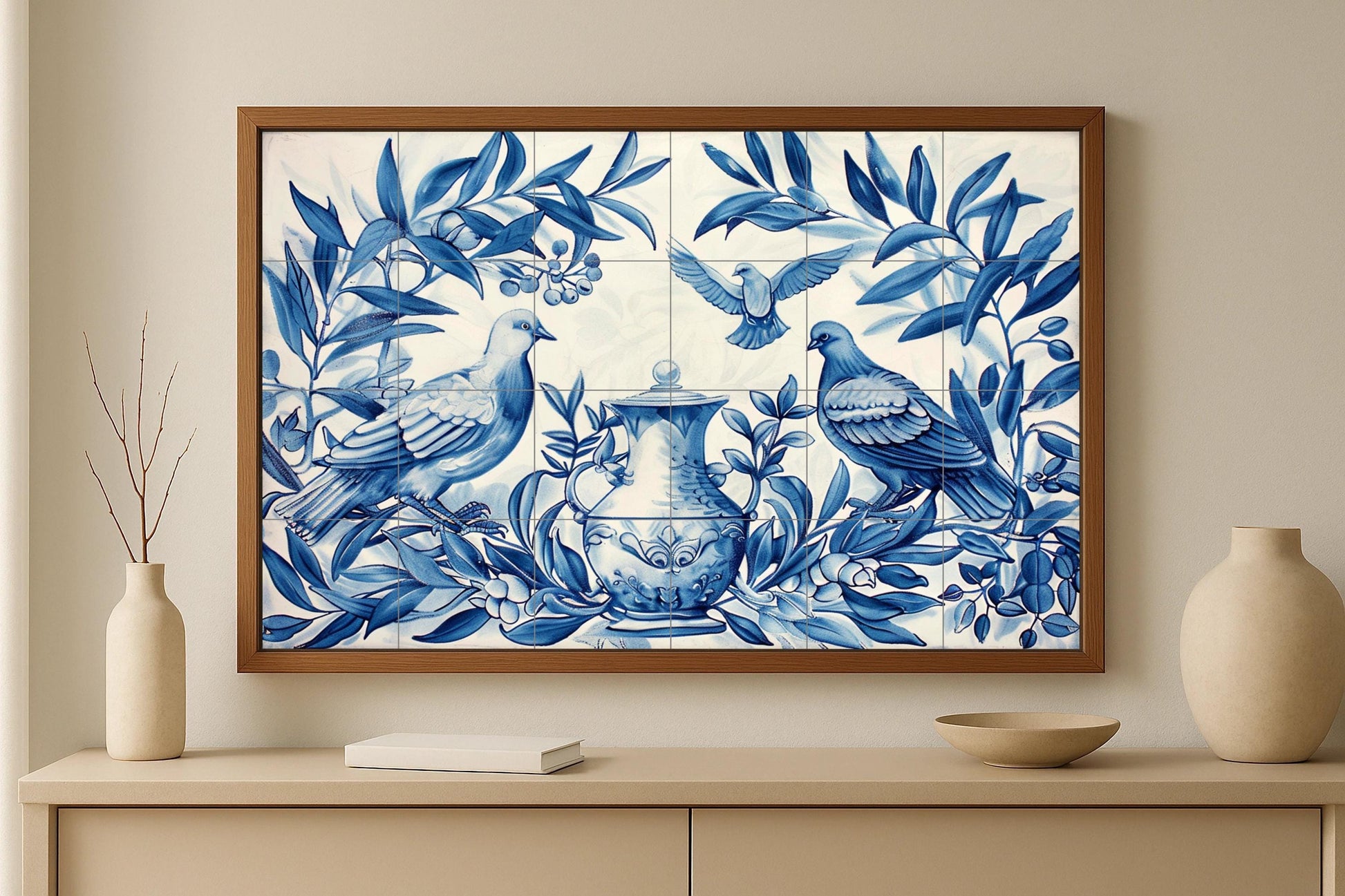 Fliesenbild Taube Blau — Natur-Wandkunst
