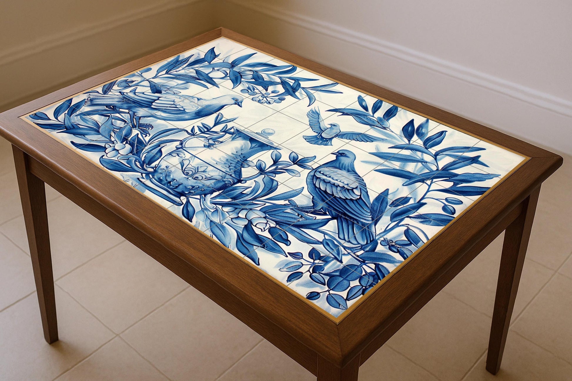 Fliesenbild Taube Blau — Natur-Wandkunst
