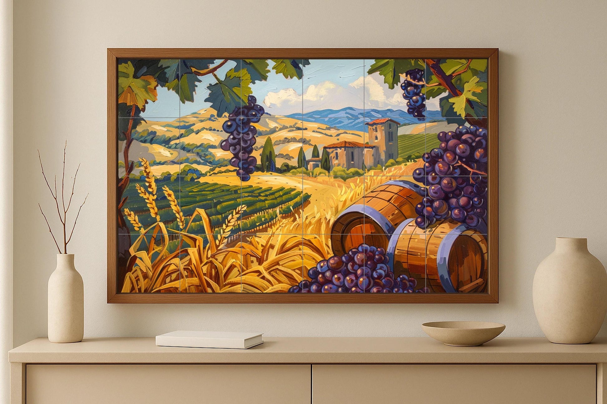 Region vinícola — Rustic Farmhouse Art · Tile Wall Art