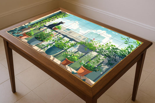 Cat for balcón — Flowers & Landscape Art · Ceramic Tile Mural