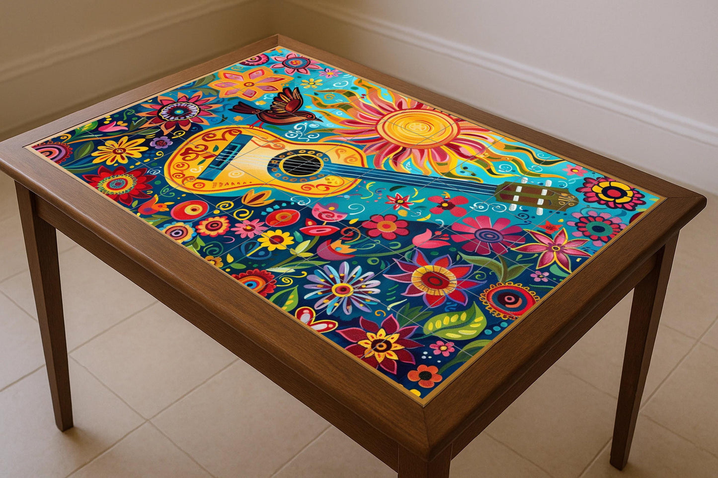Guitarra folklórica — Fliesen-Wandbild aus Keramik · Blumen & Landschaften