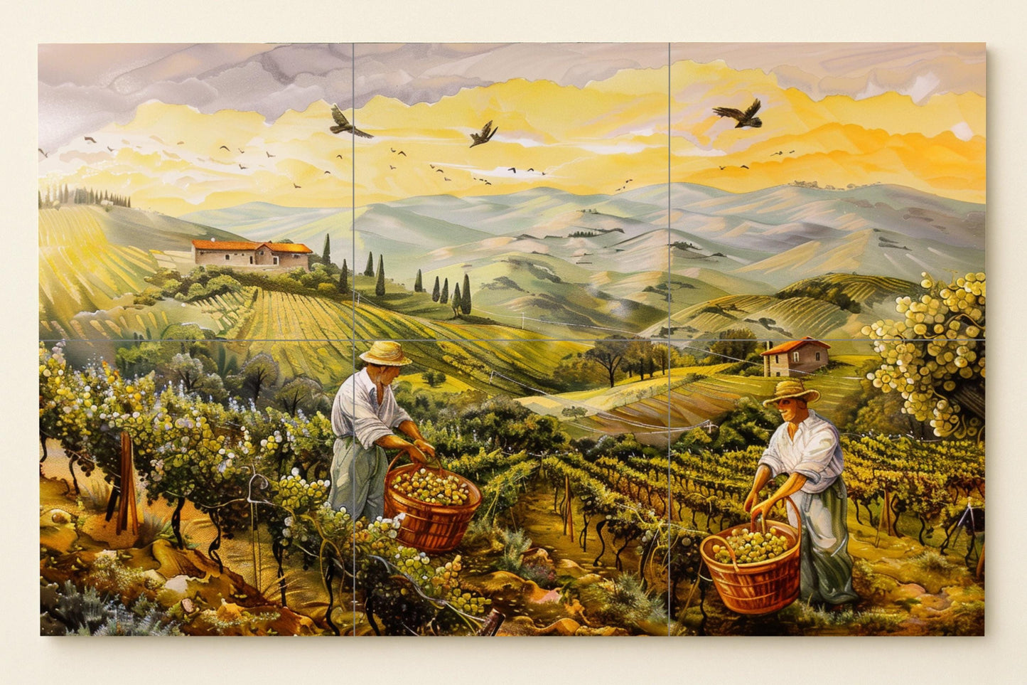 Ceramic Tile Mural: Vineyard — Kitchen & Country Scene