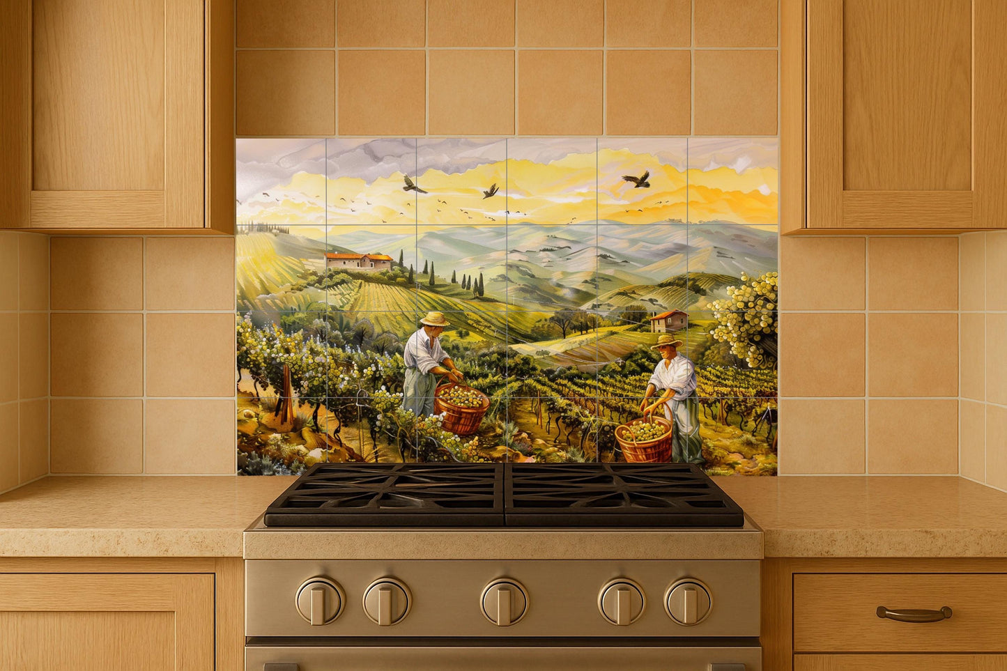 Ceramic Tile Mural: Vineyard — Kitchen & Country Scene