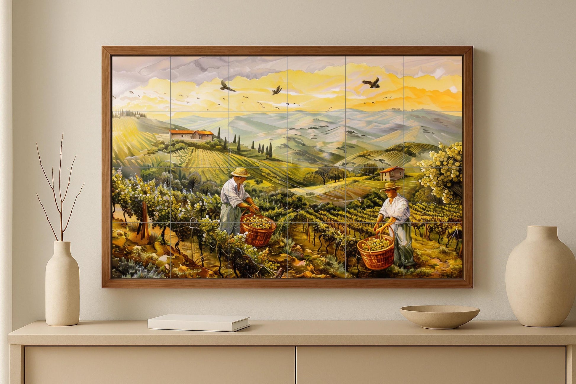 Ceramic Tile Mural: Vineyard — Kitchen & Country Scene