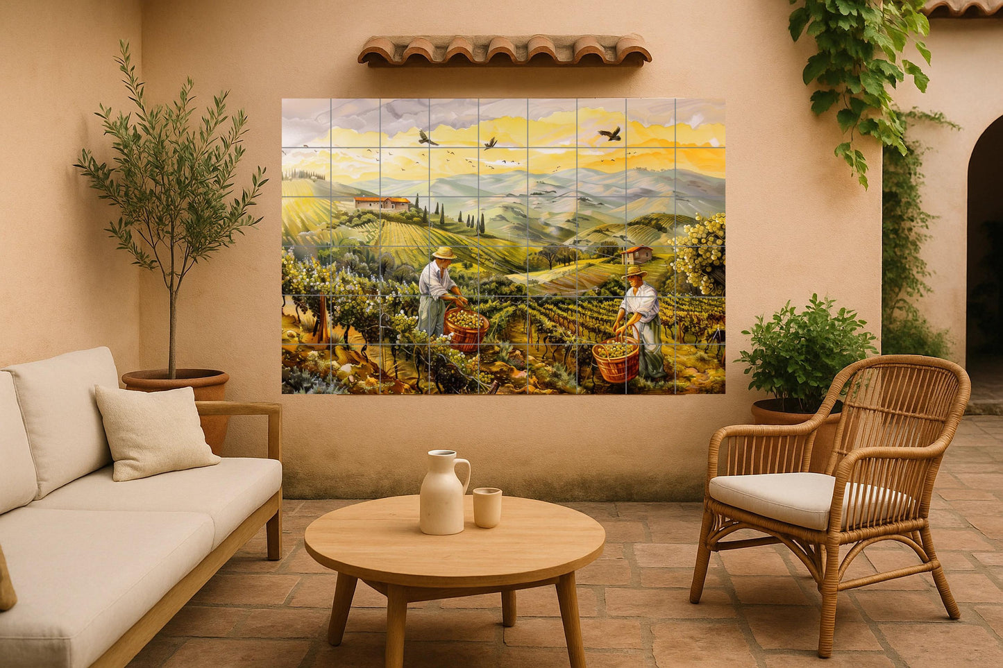 Ceramic Tile Mural: Vineyard — Kitchen & Country Scene