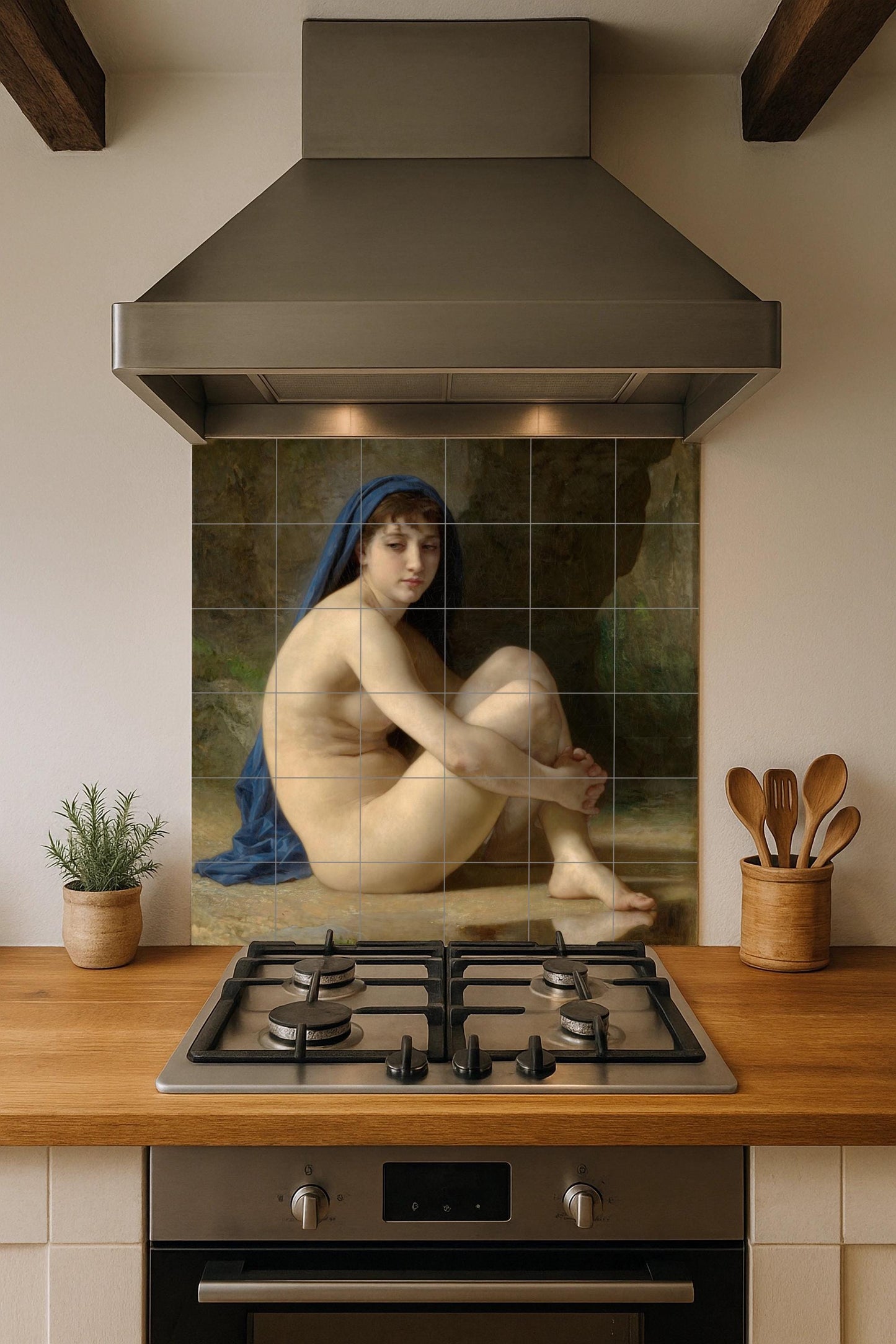 Desnudo Sentado di Bouguereau — Murale in Piastrelle di Ceramica · Capolavoro d'Arte