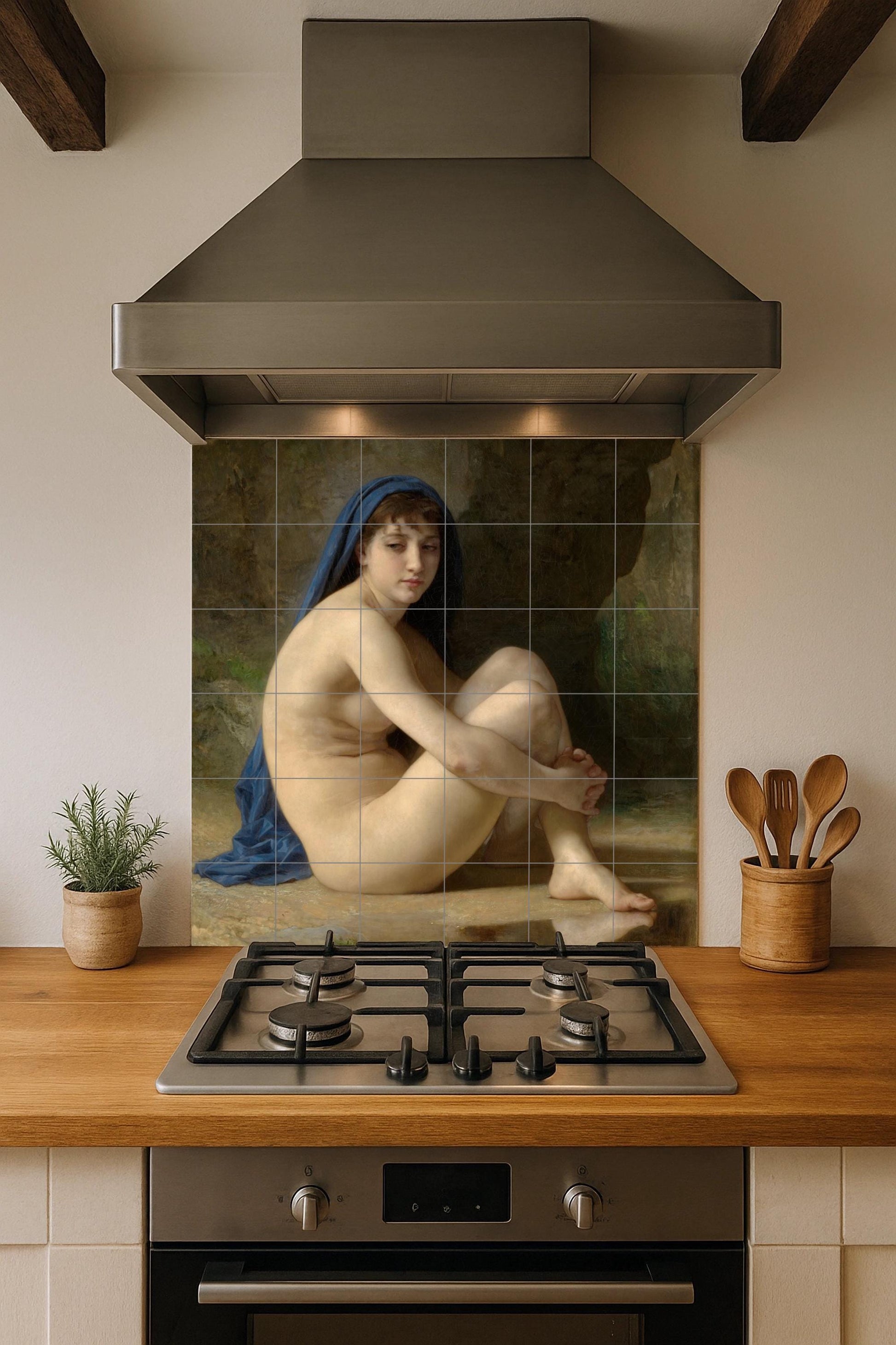 Desnudo Sentado di Bouguereau — Murale in Piastrelle di Ceramica · Capolavoro d'Arte
