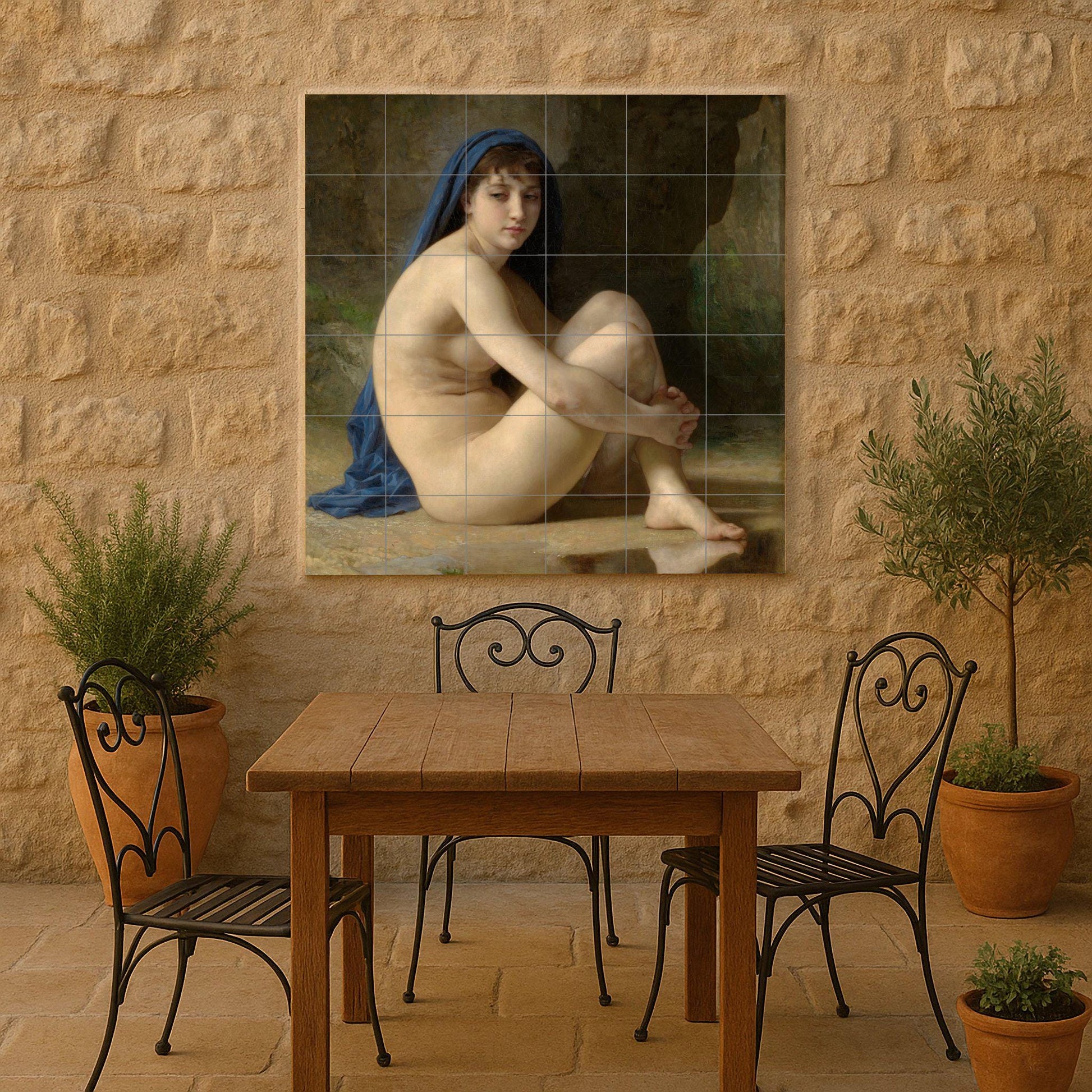 Desnudo Sentado di Bouguereau — Murale in Piastrelle di Ceramica · Capolavoro d'Arte