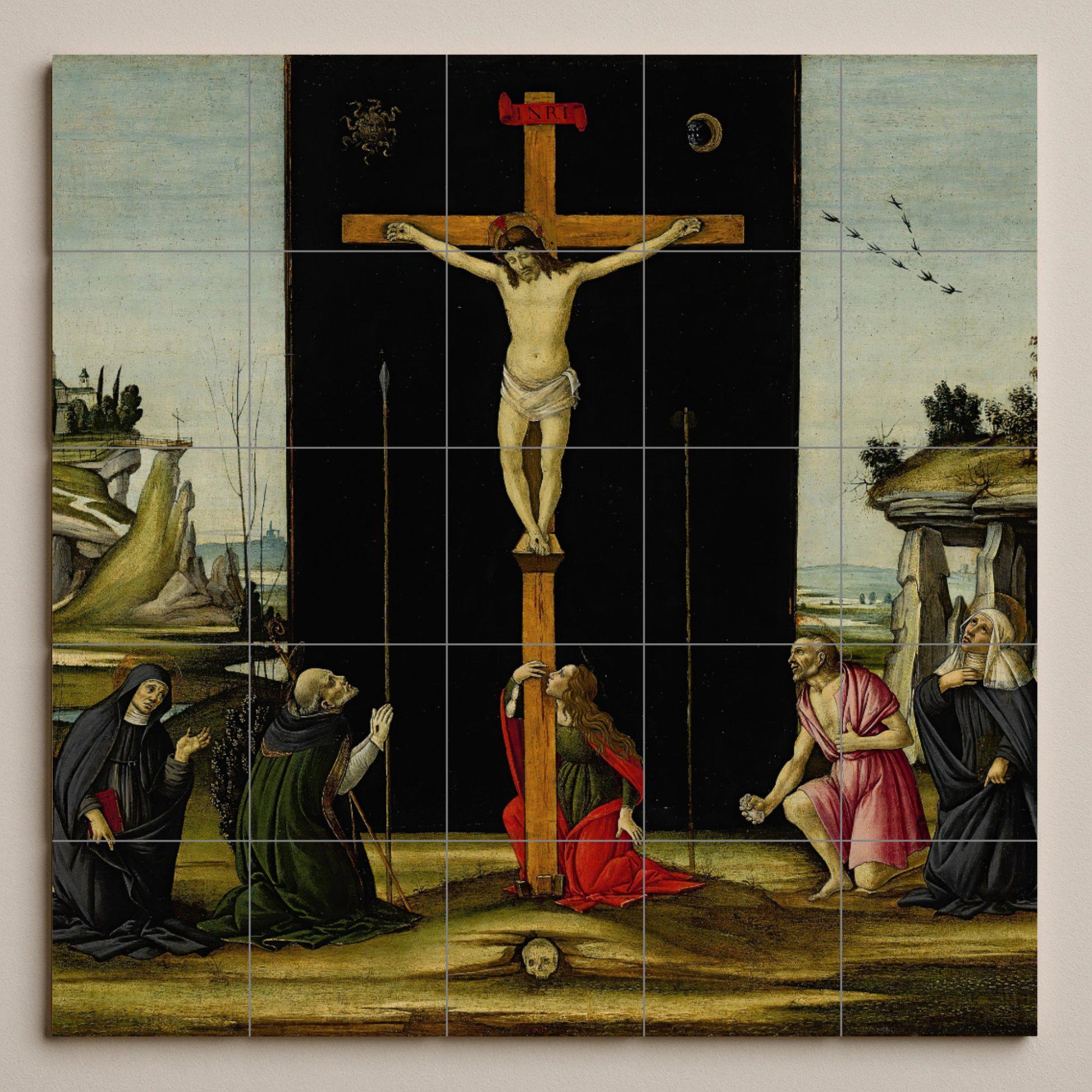 Mural de azulejos de la Crucifixión de Cristo