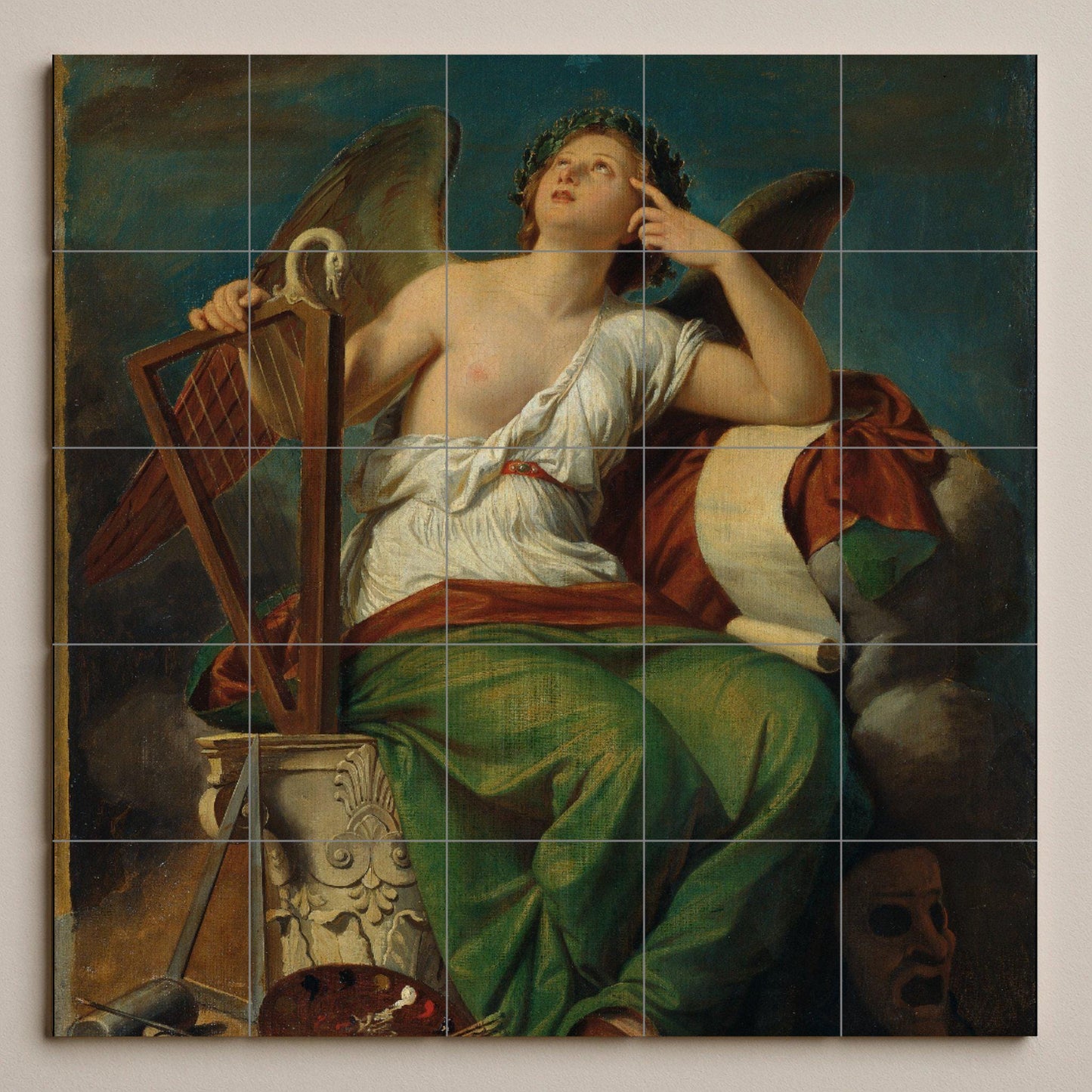 Musa de la Historia — Scène Mythologique, Art Mural en Céramique