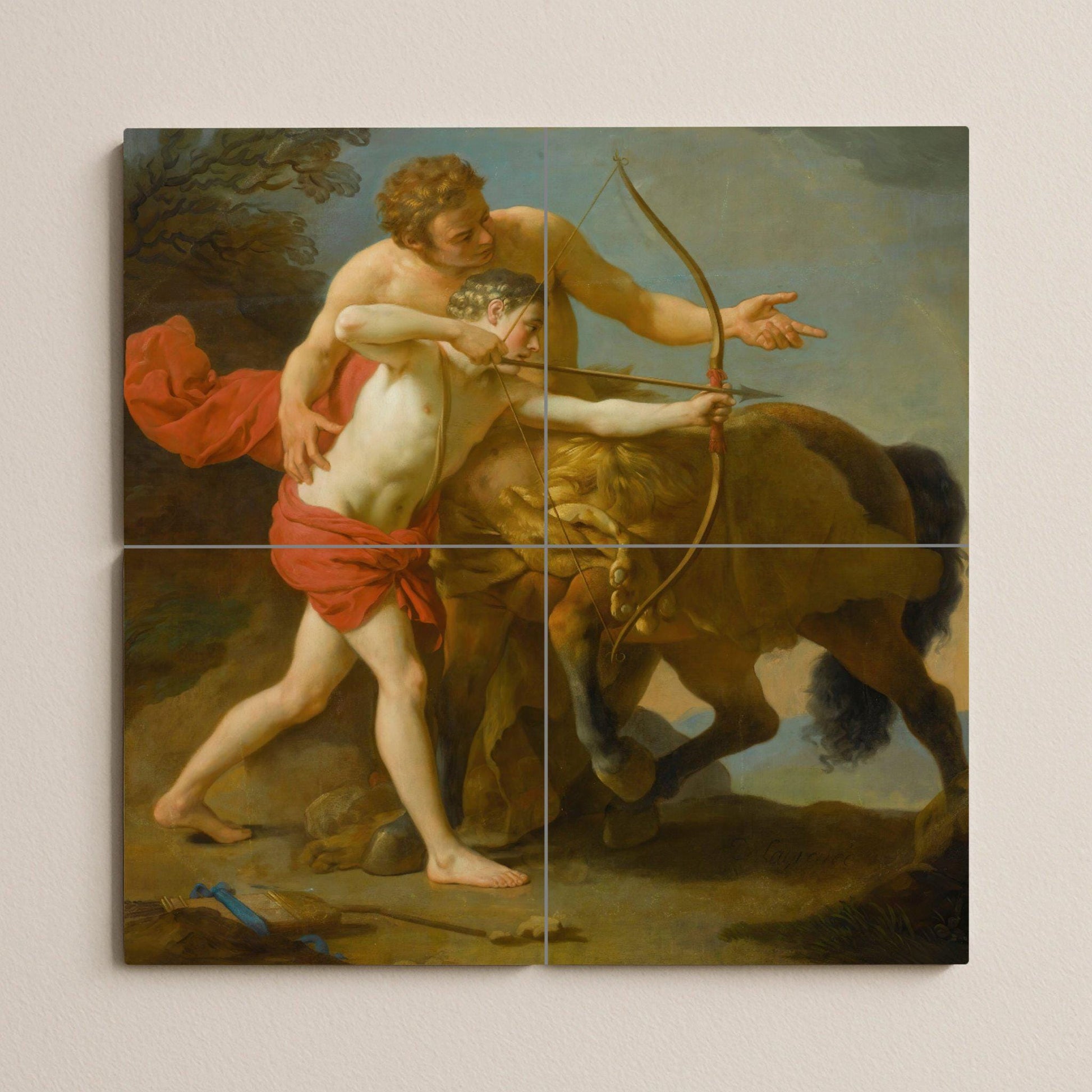 Aquiles e Quirón — Decoro di Leggenda Antica, Arte da Parete in Ceramica