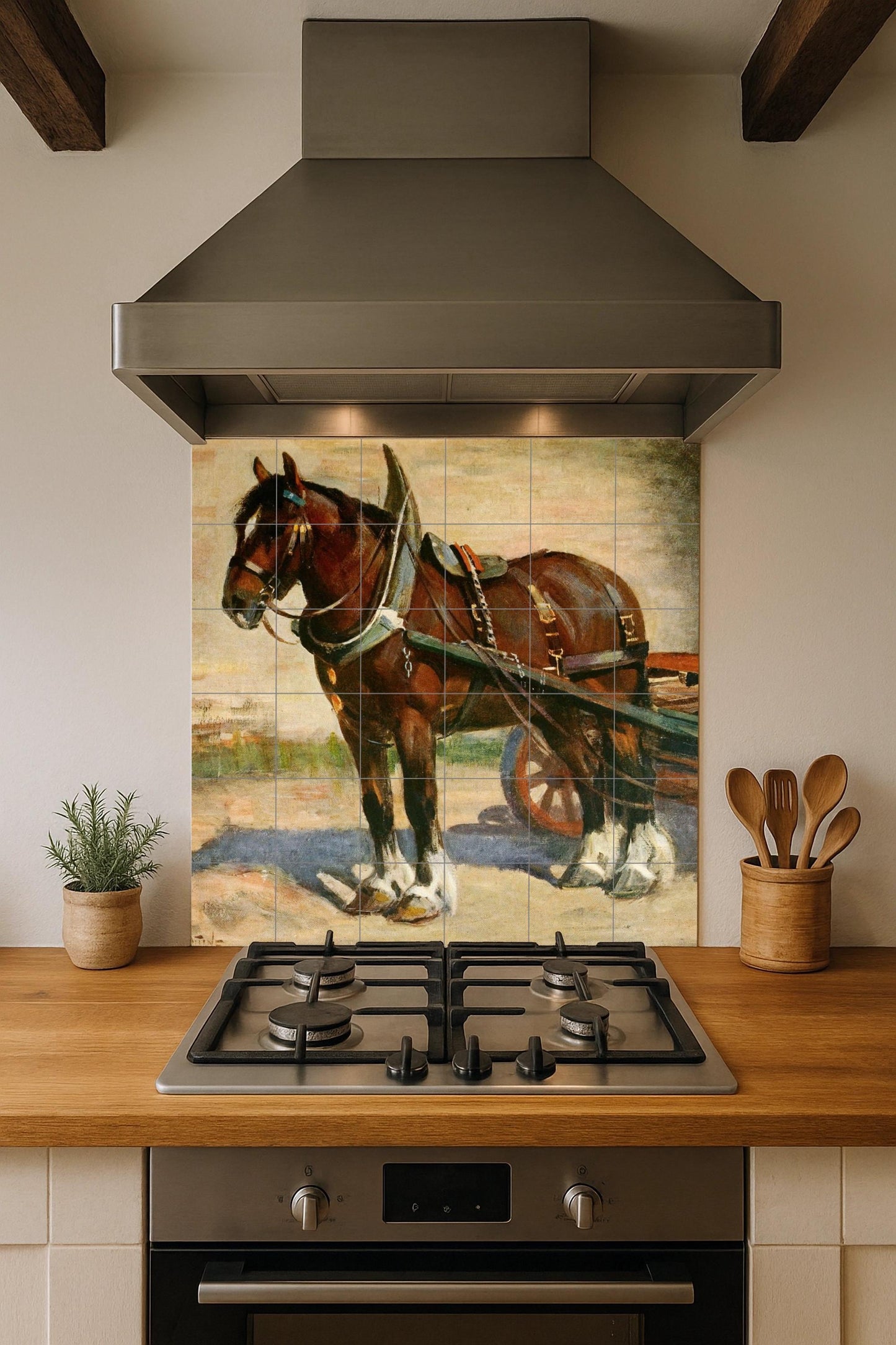 Mural de azulejos de caballo de tiro