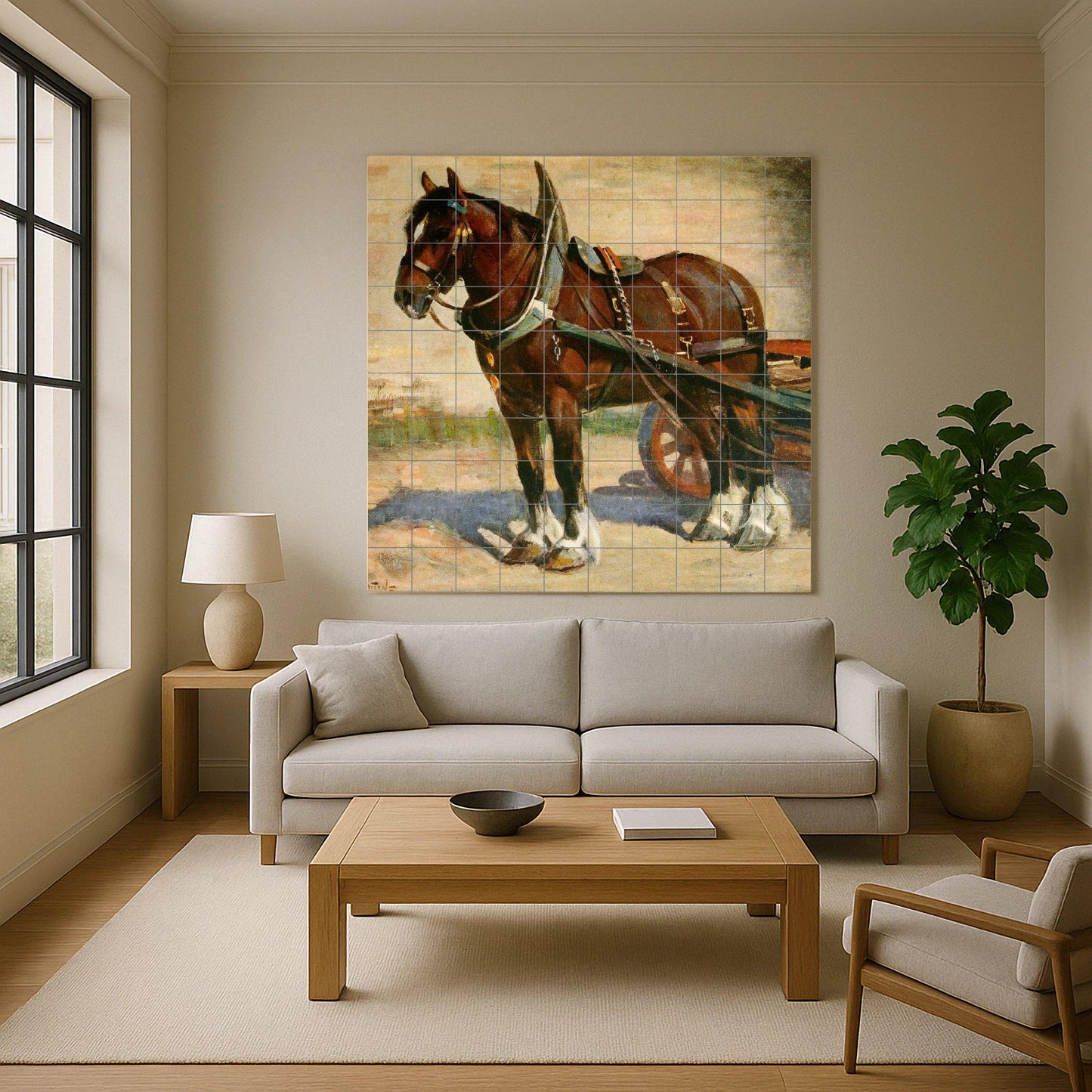 Mural de azulejos de caballo de tiro