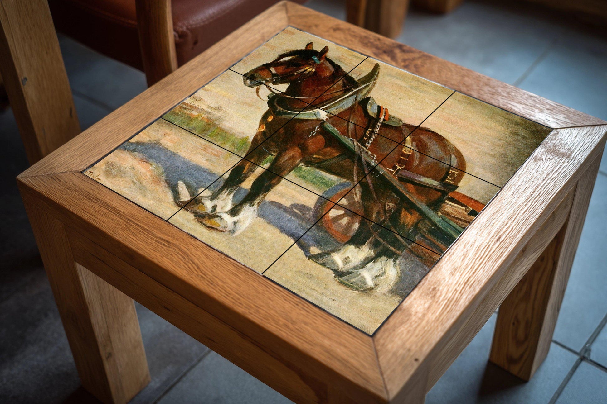 Mural de azulejos de caballo de tiro