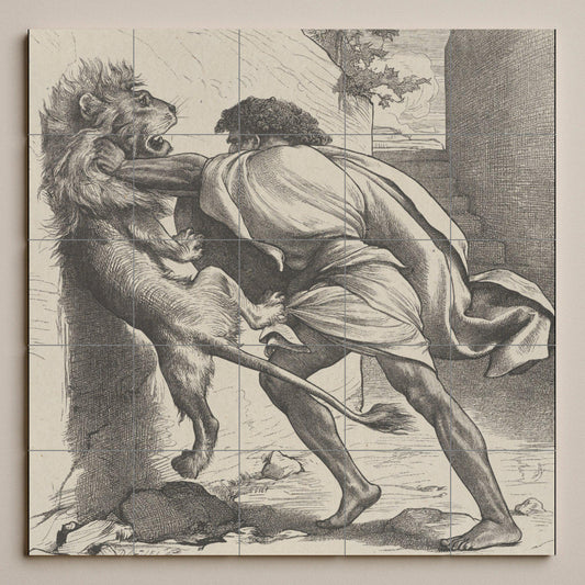 Sansón and the Lion — Sacred & Religious Art · Ceramic Tile Mural