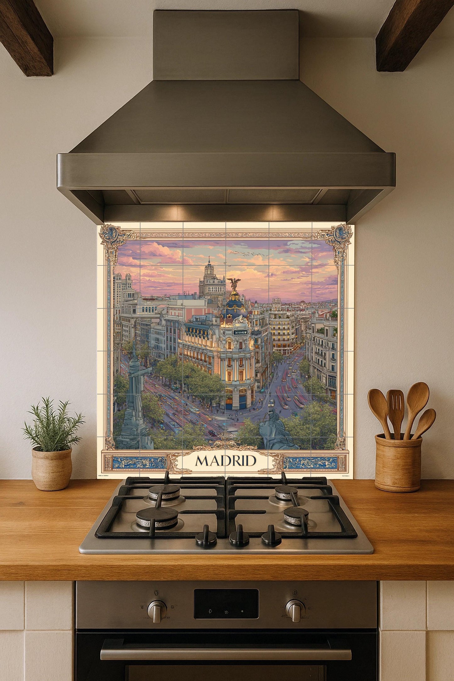 Madrid — Paysage Urbain en Carreaux, Art Mural en Céramique