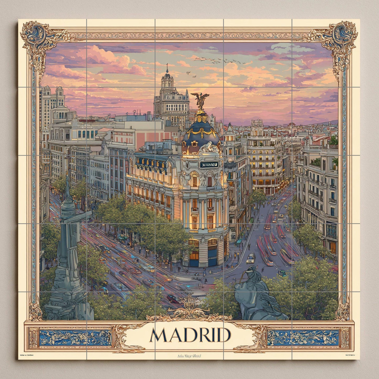 Madrid — Paysage Urbain en Carreaux, Art Mural en Céramique