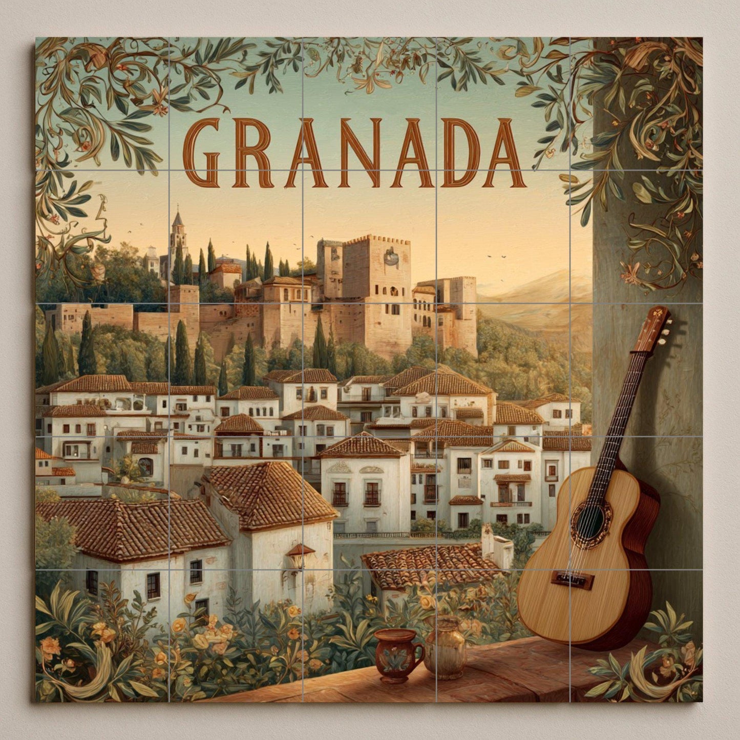 Fresque en Carrelage Grenade — Paysage Urbain en Carreaux