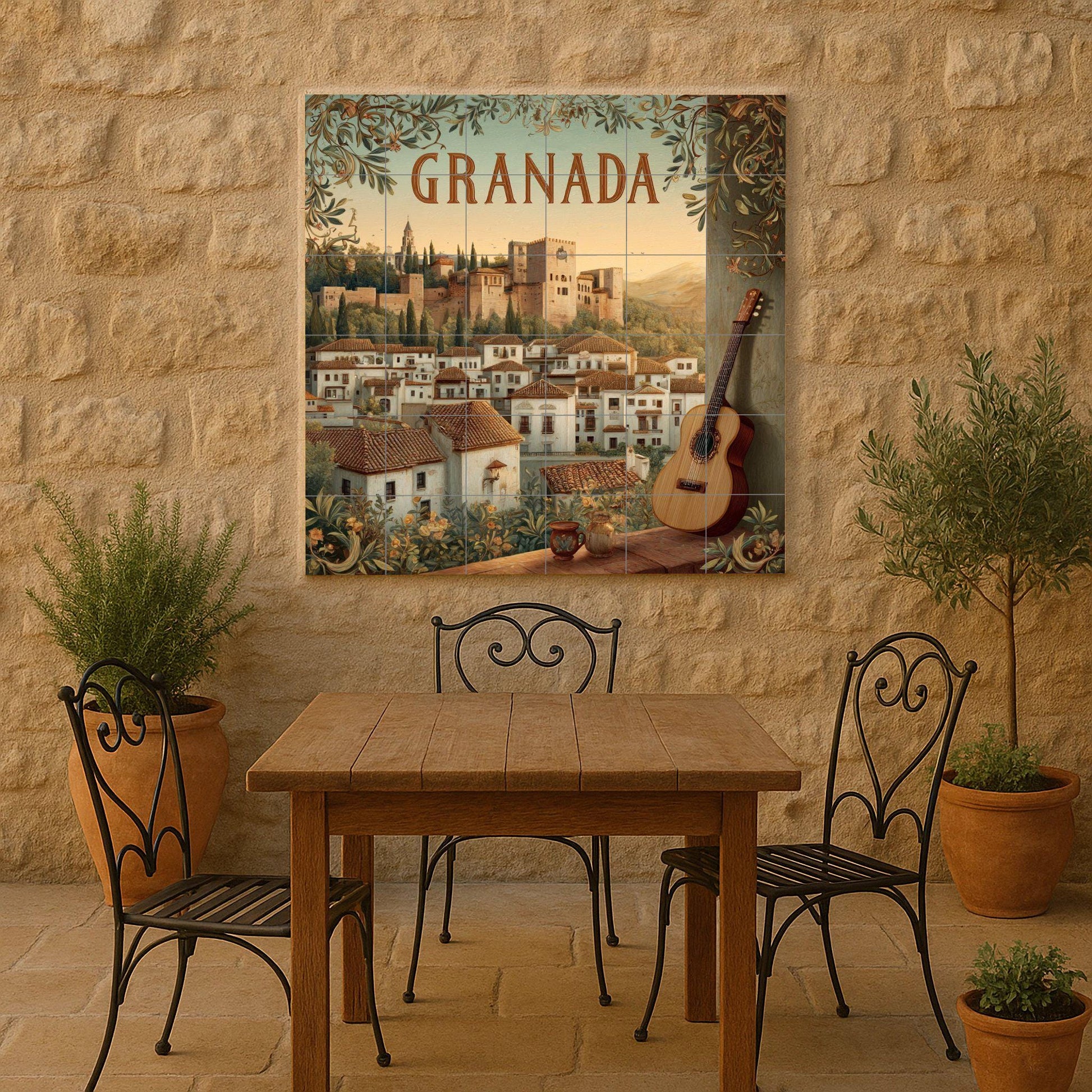 Fresque en Carrelage Grenade — Paysage Urbain en Carreaux