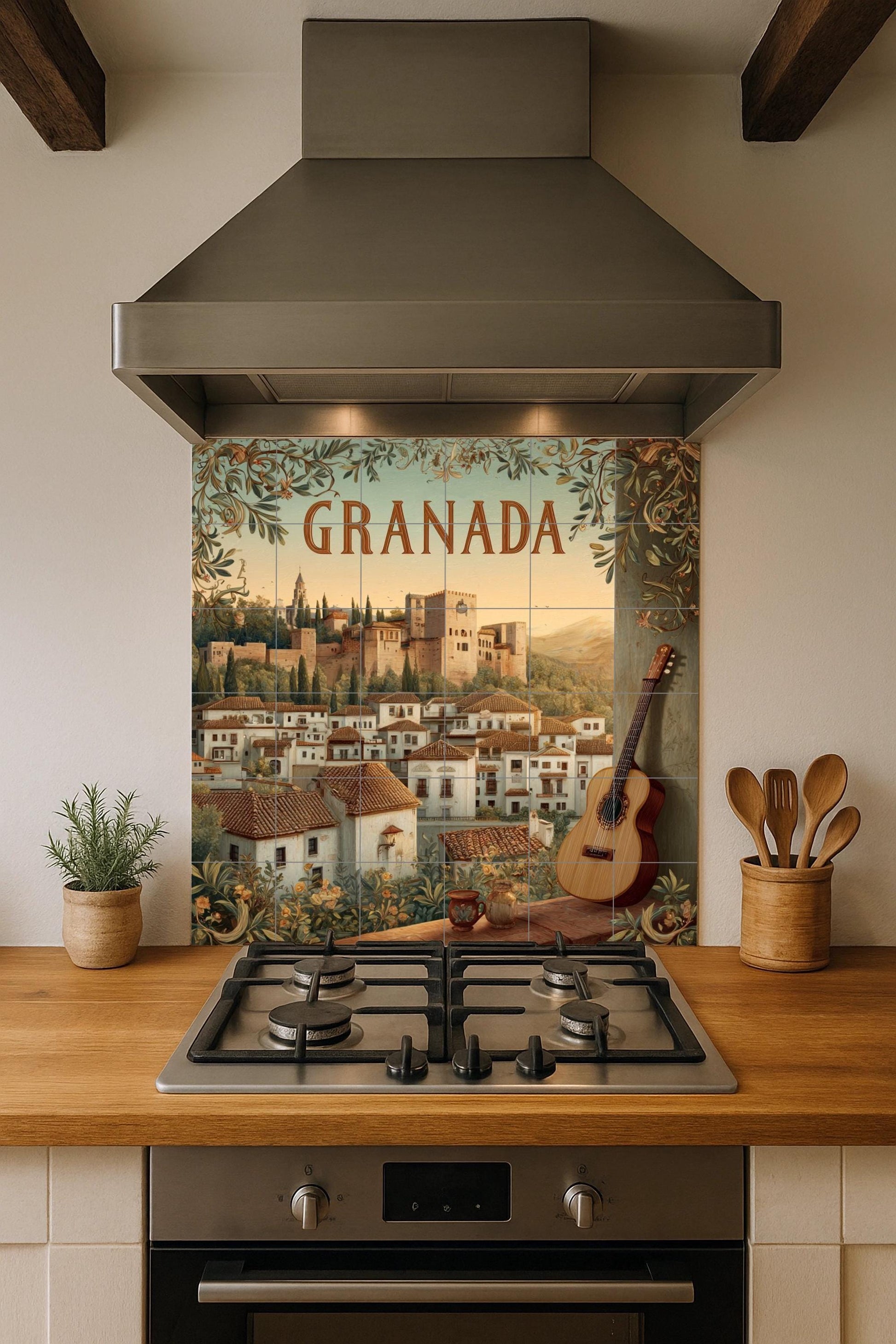 Fresque en Carrelage Grenade — Paysage Urbain en Carreaux