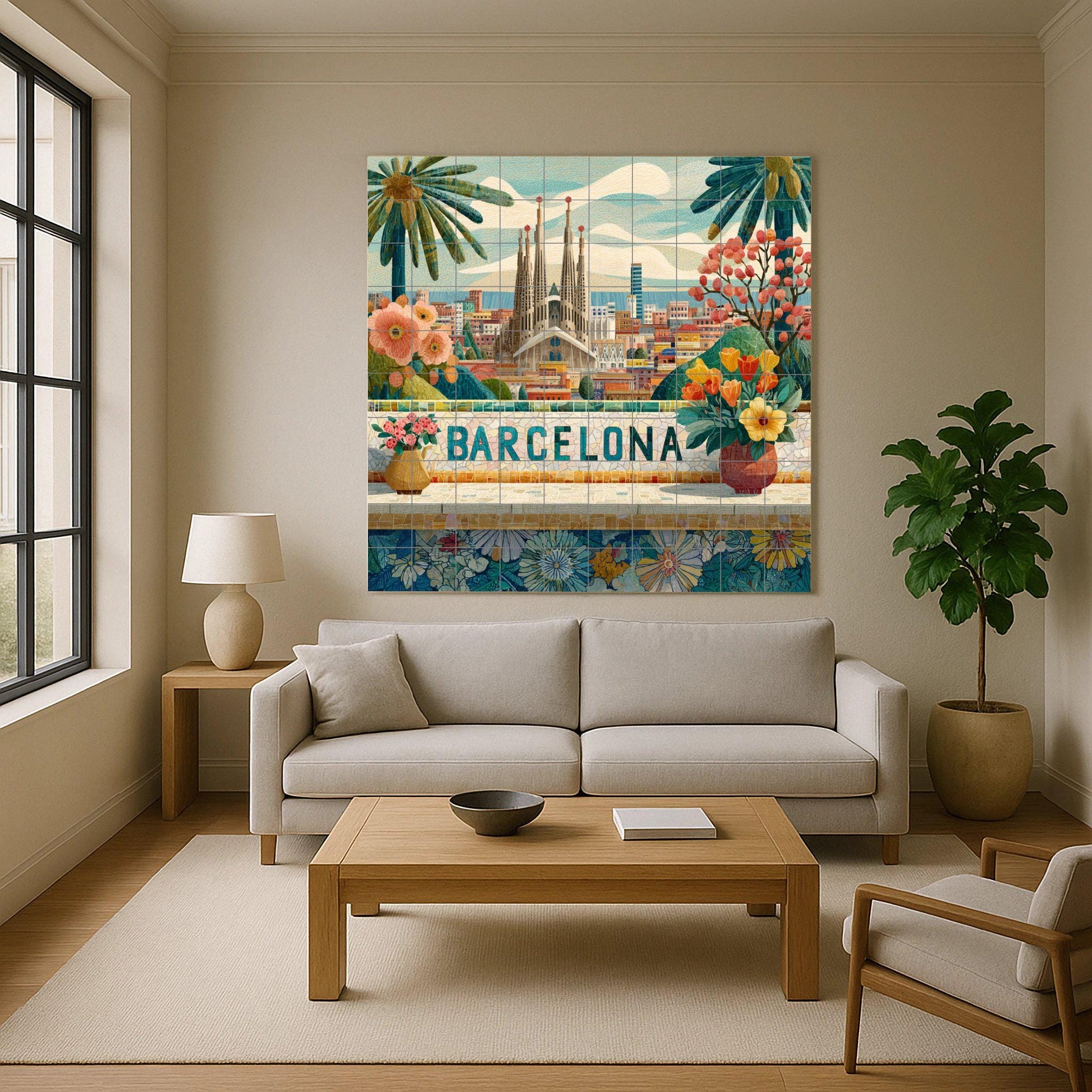 Barcelona — Fliesen-Wandbild aus Keramik · Christliche Wandkunst