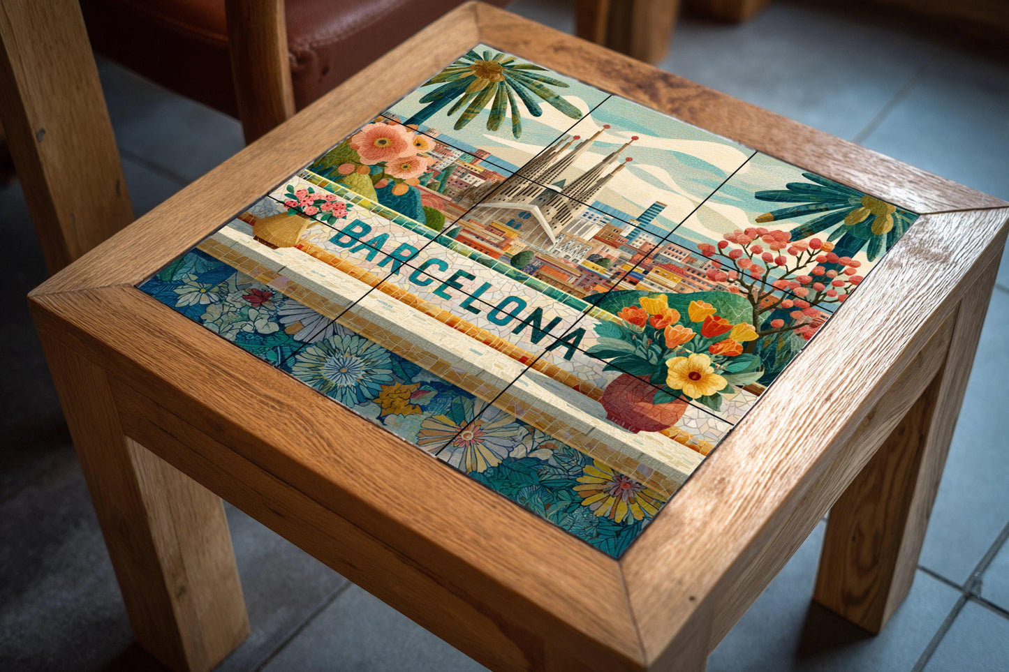 Barcelona — Fliesen-Wandbild aus Keramik · Christliche Wandkunst