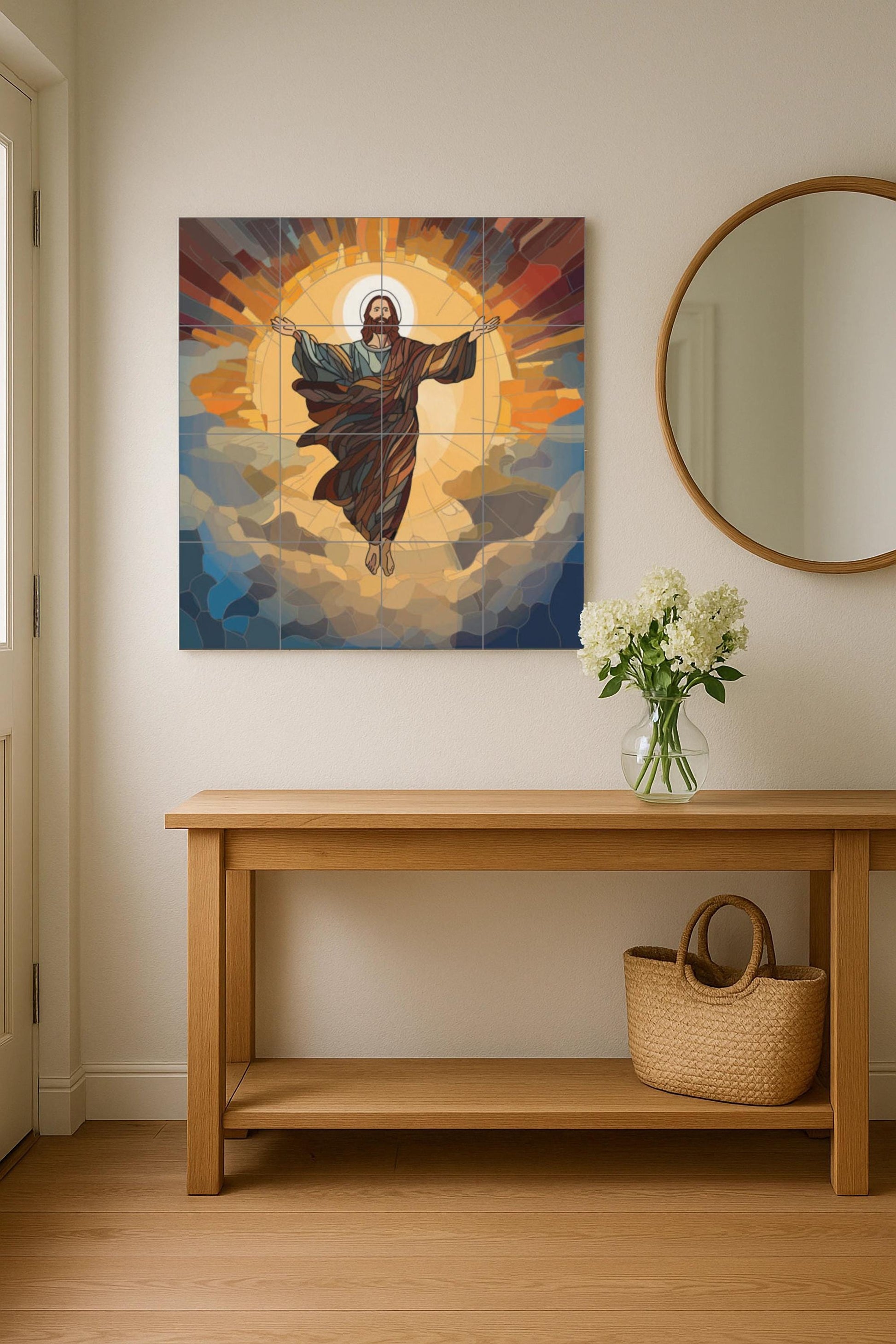 Ceramic Tile Mural: Christ Resucitado — Christian Wall Art