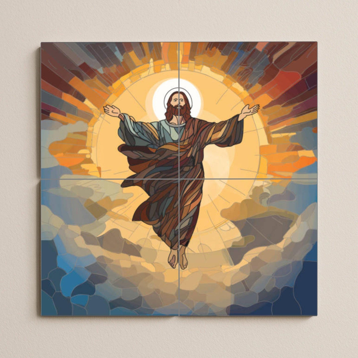 Ceramic Tile Mural: Christ Resucitado — Christian Wall Art