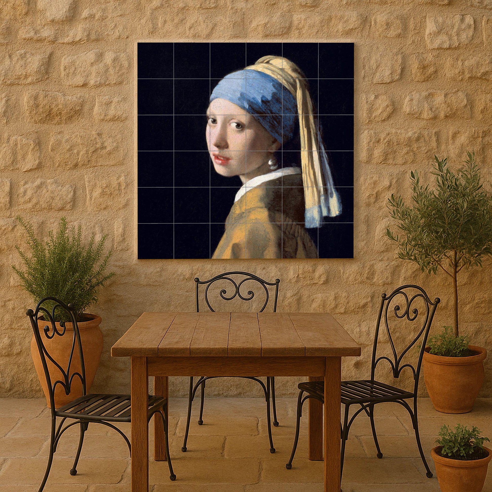 Fliesenbild Das Mädchen mit dem Perlenohrring — Museums-Reproduktion