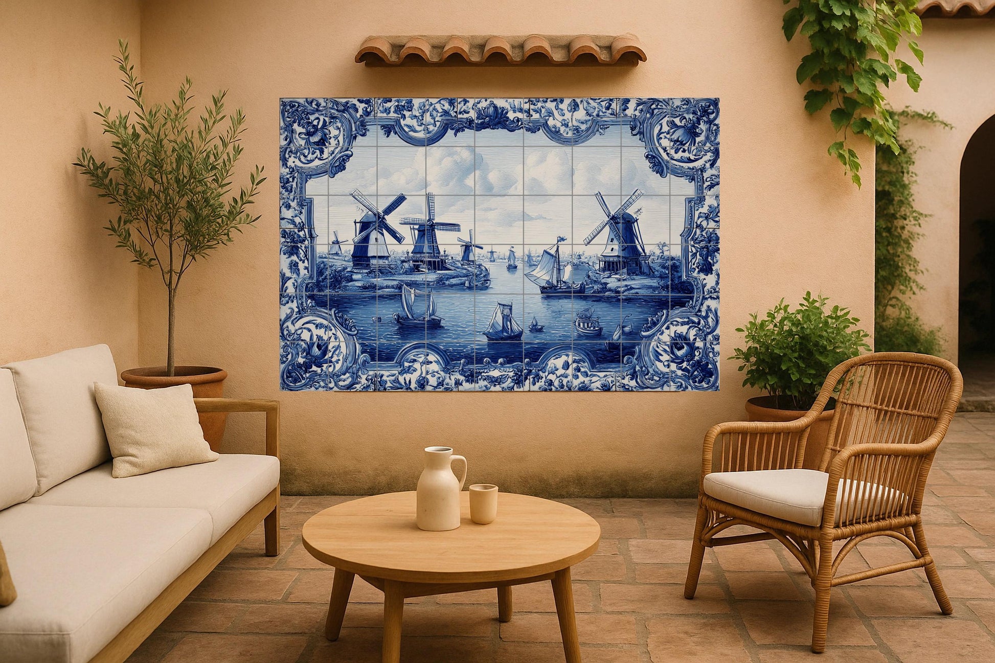 Blaue von Delft — Kulinarischer Wanddekor, Wandkunst aus Keramikfliesen