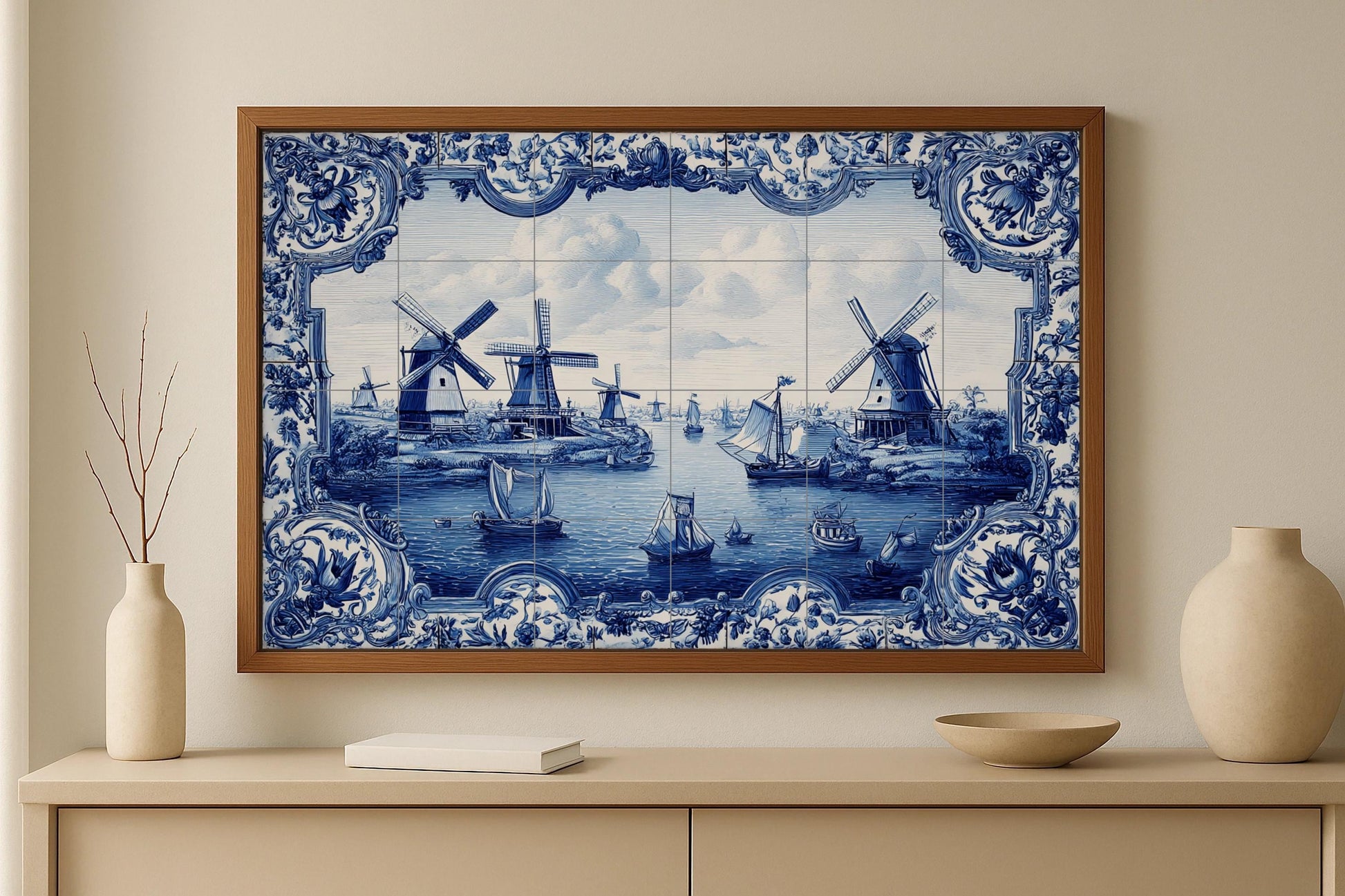 Blaue von Delft — Kulinarischer Wanddekor, Wandkunst aus Keramikfliesen