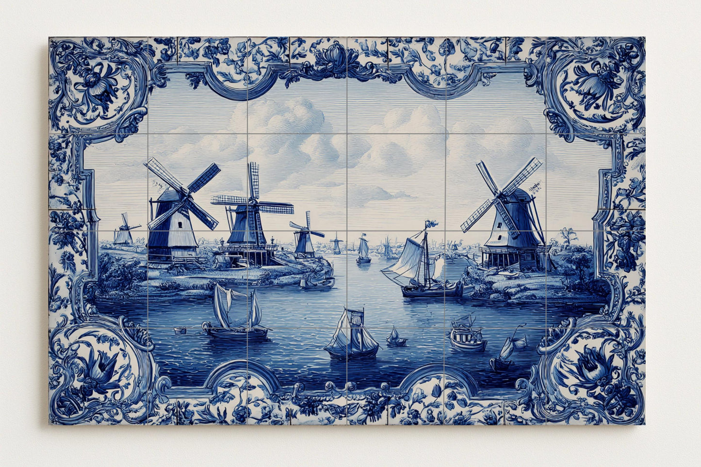 Blaue von Delft — Kulinarischer Wanddekor, Wandkunst aus Keramikfliesen