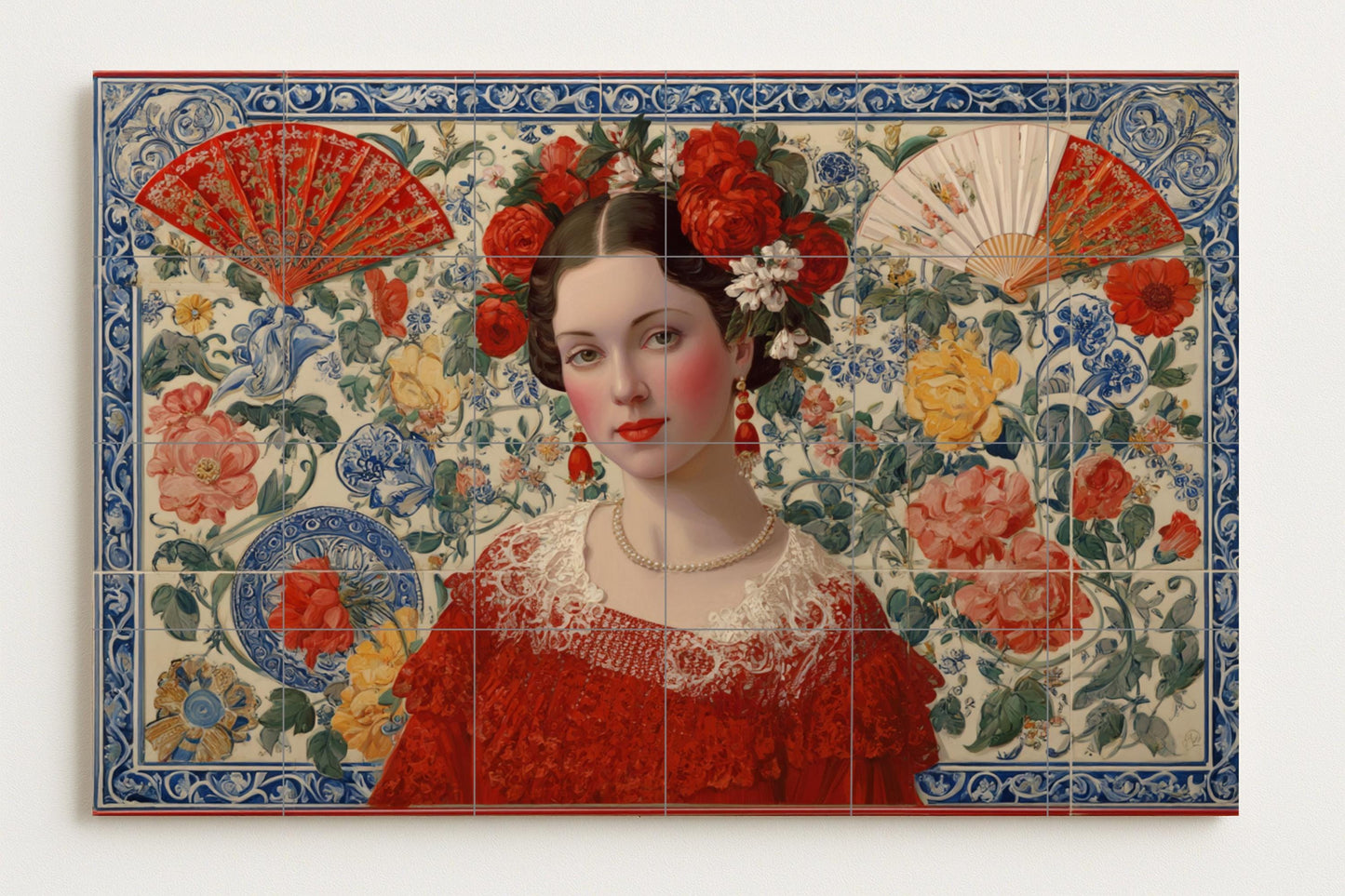 Donna Sivigliana — Fiori e Paesaggi, Arte da Parete in Ceramica