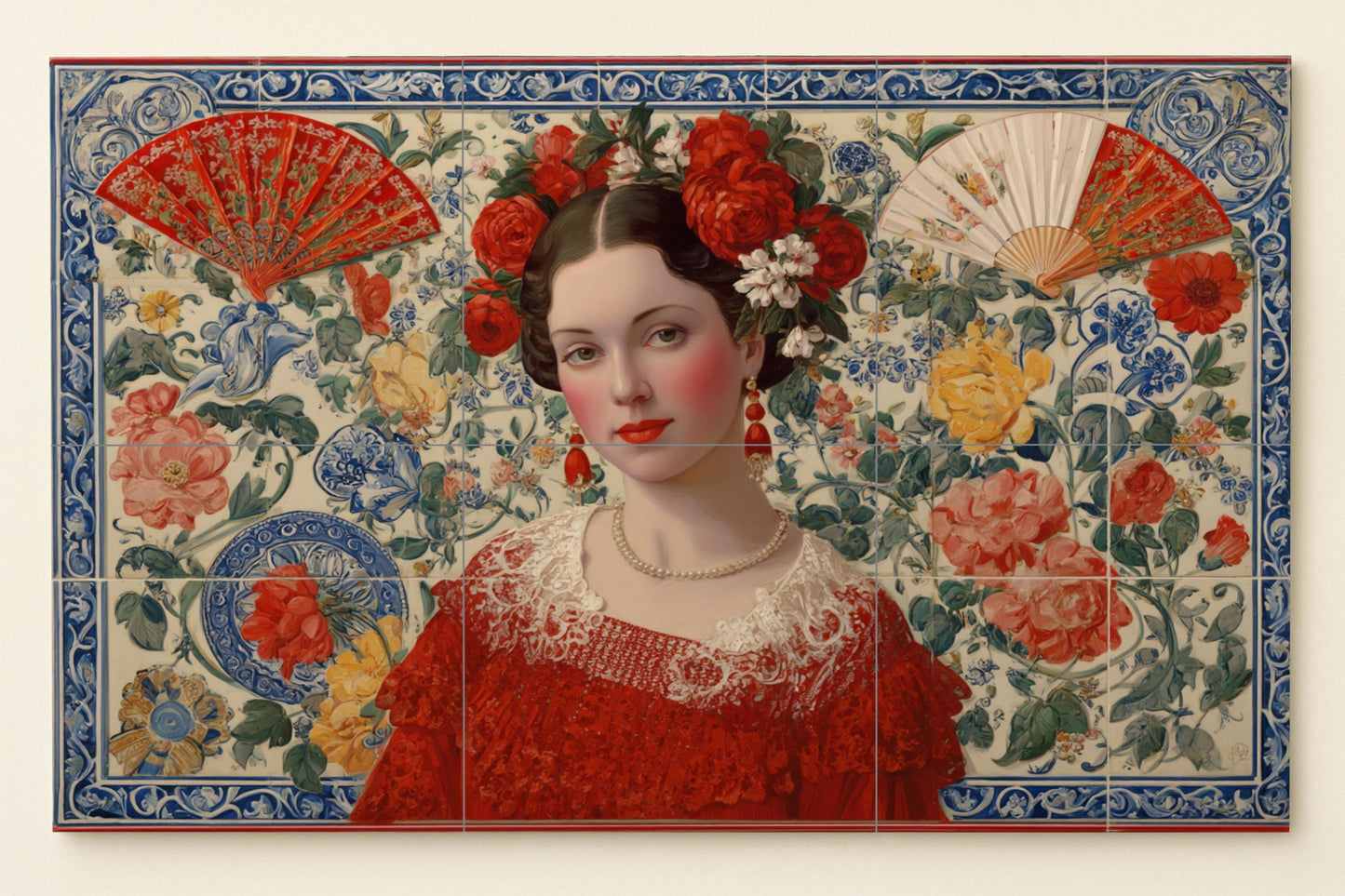 Donna Sivigliana — Fiori e Paesaggi, Arte da Parete in Ceramica