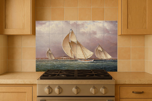 Great Regatta · Ceramic Wall Mural — Seaside Scene
