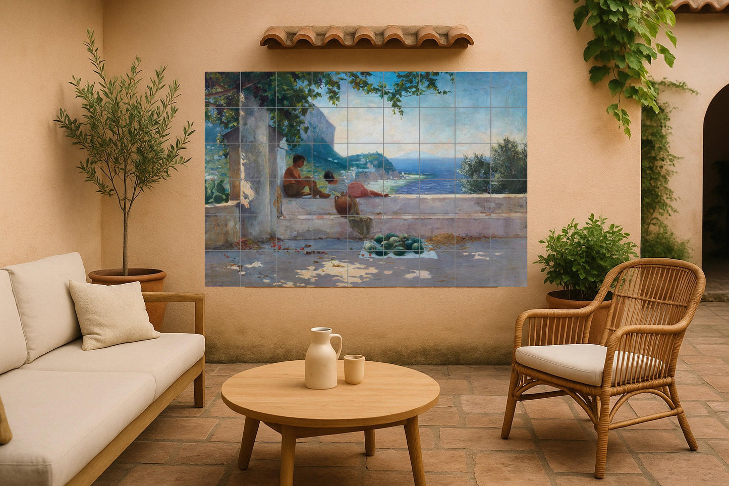 Capri — Scène de Bord de Mer, Art Mural en Céramique