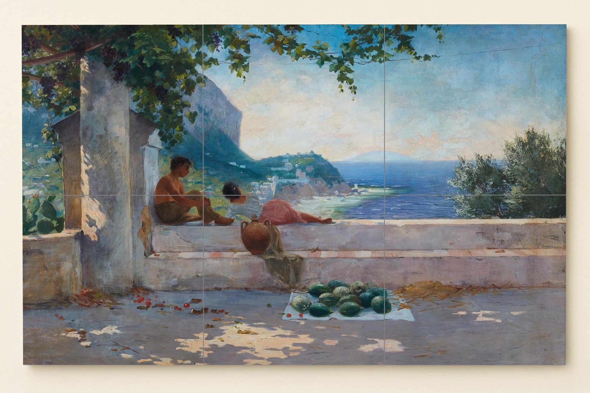 Capri — Scène de Bord de Mer, Art Mural en Céramique