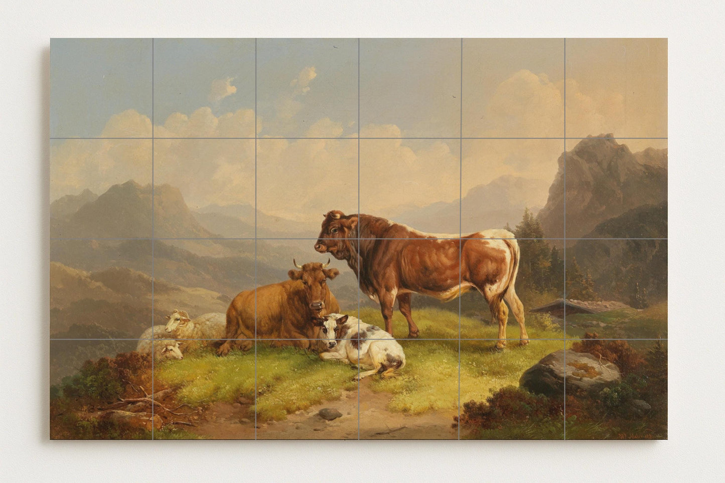 Vaca Alpine — Scène de Cuisine et Campagne, Art Mural en Céramique