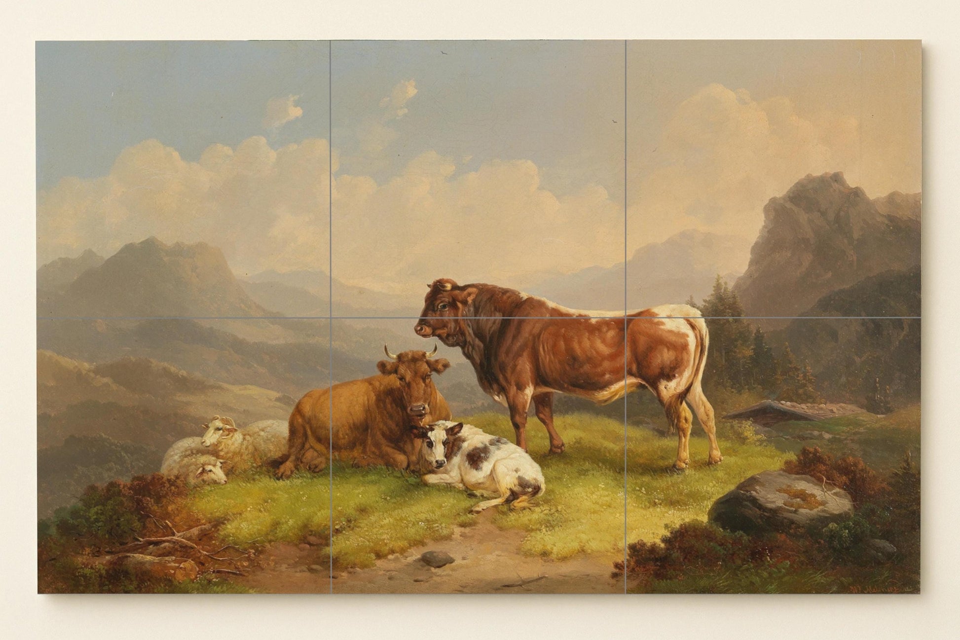 Vaca Alpine — Scène de Cuisine et Campagne, Art Mural en Céramique