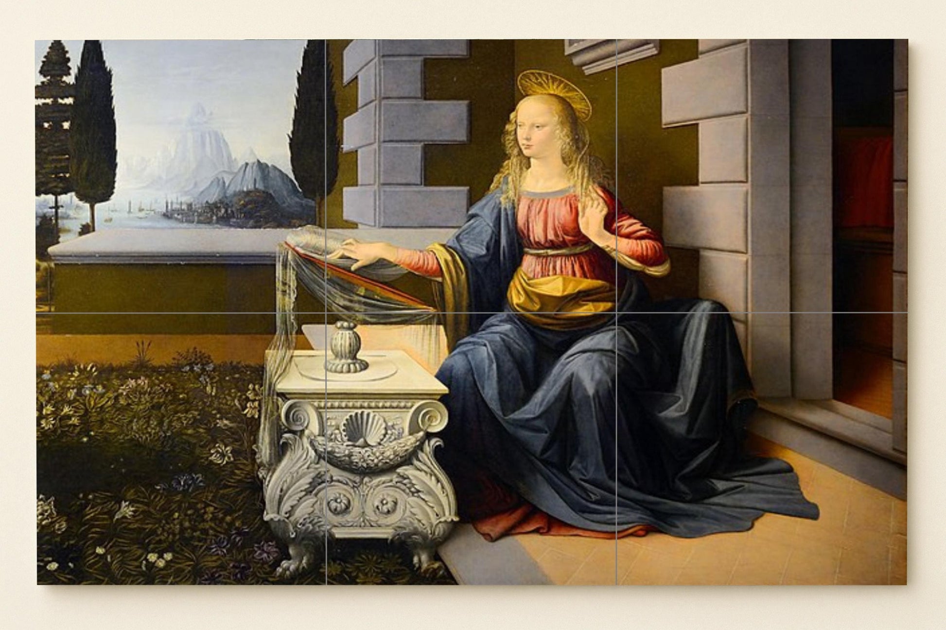 Anunciación · Ceramic Wall Mural — Classic Painting in Tile
