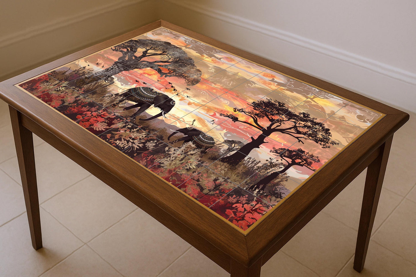 Elefante Sacred — Ancient Legend Décor · Ceramic Tile Mural